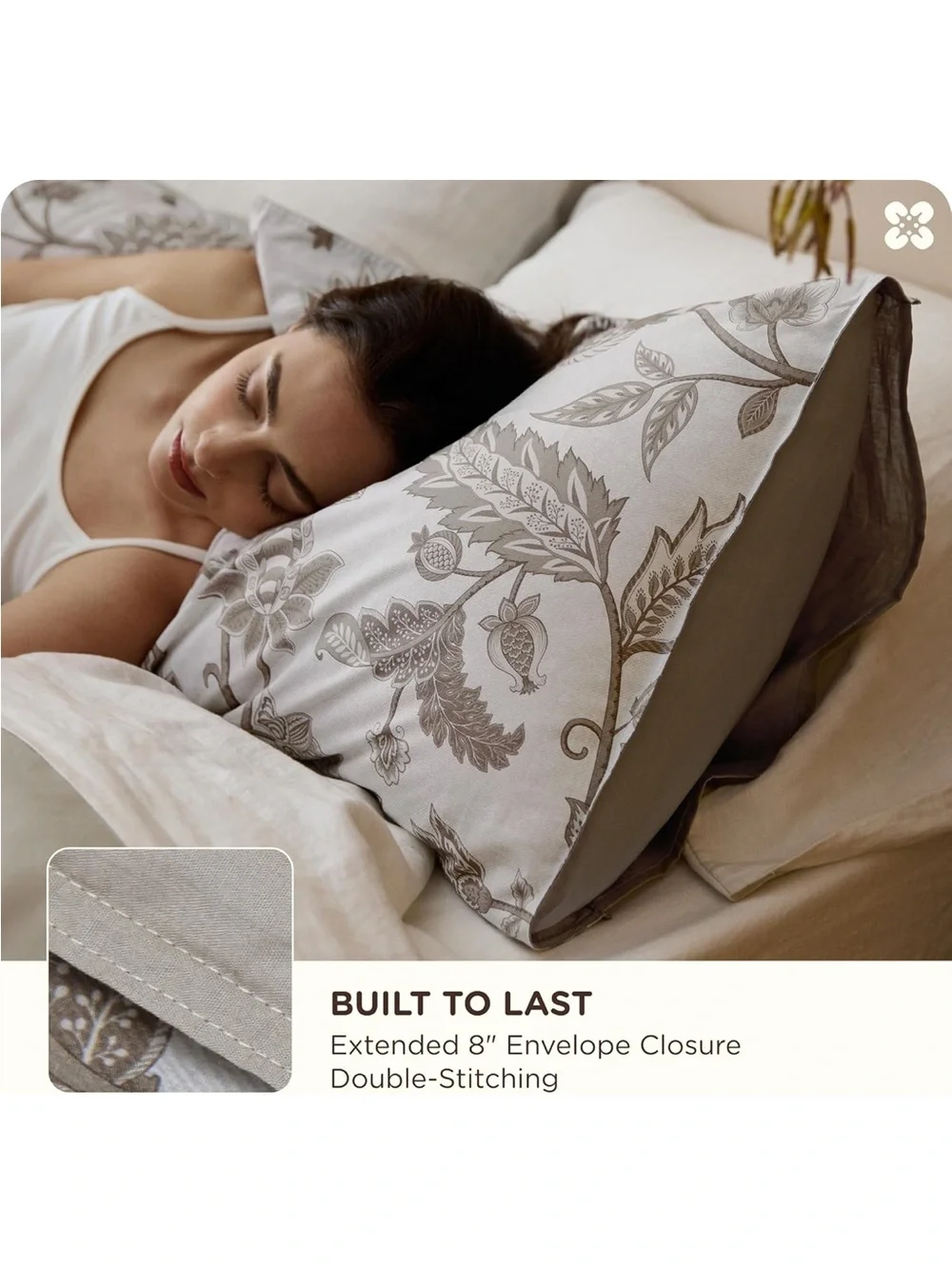 NEW Bedsure PureWoven 100% Cotton Floral Duvet Cover Set, Reversible. Vines